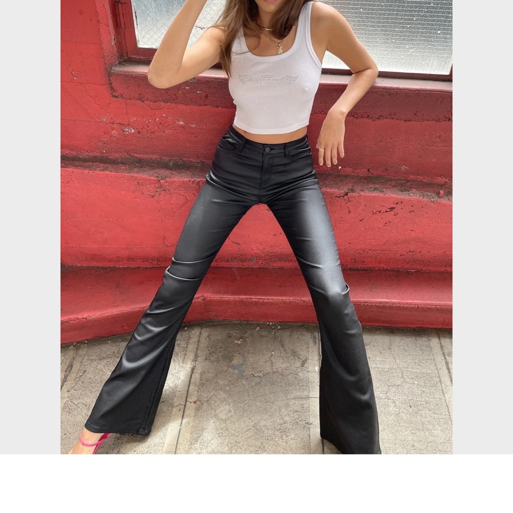 Edikted Luna Faux Leather Flare Jeans